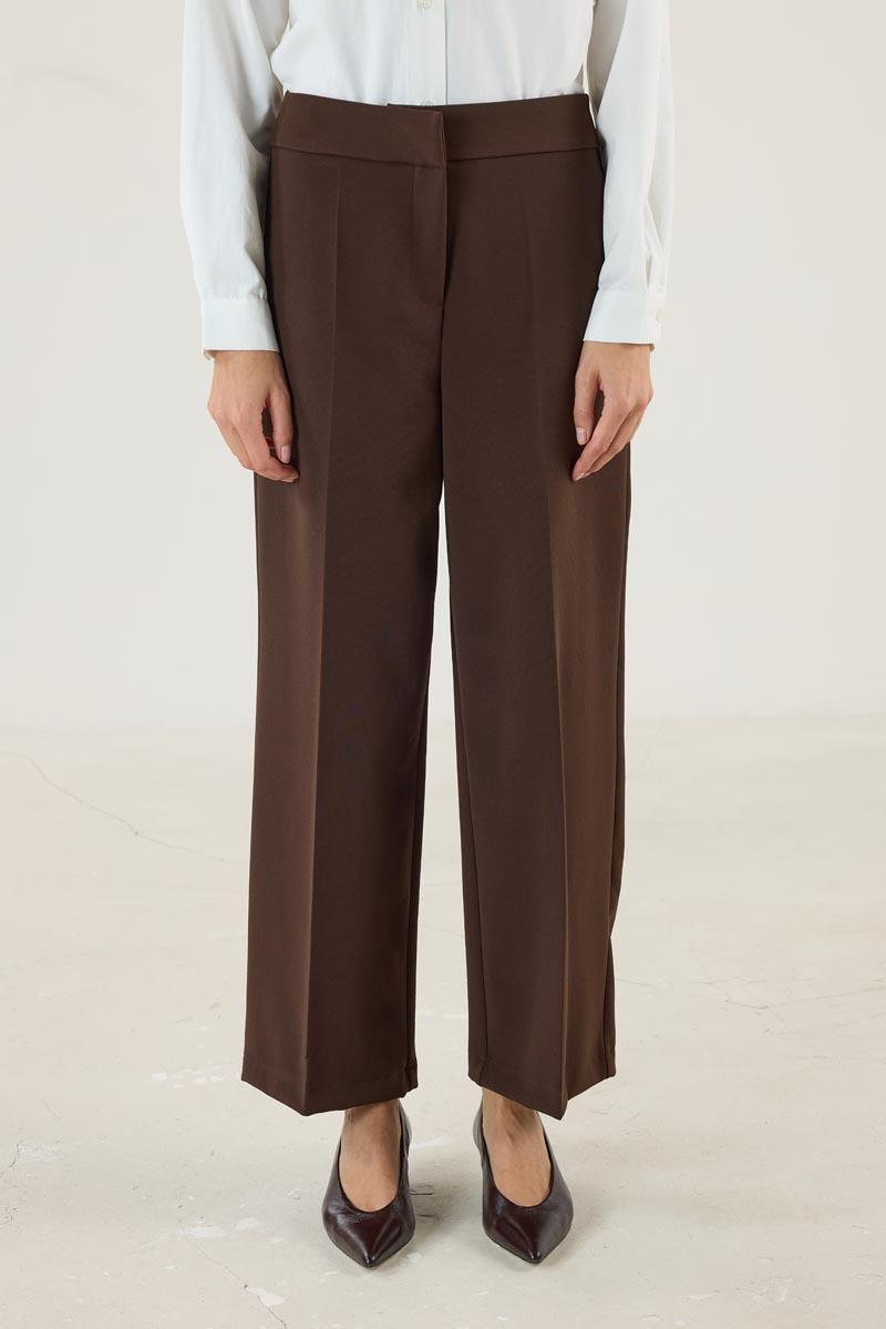 Kahverengi Yelek Culotte Pantolon Takım