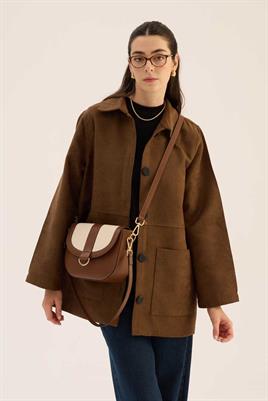 Kanvas Kapaklı Çanta Taba