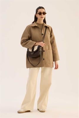 Kanvas Kapaklı Çanta Acı kahve