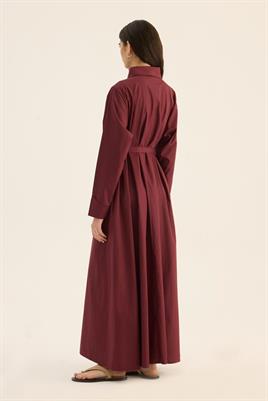 Kaplama Kemer Tokalı Elbise Bordo