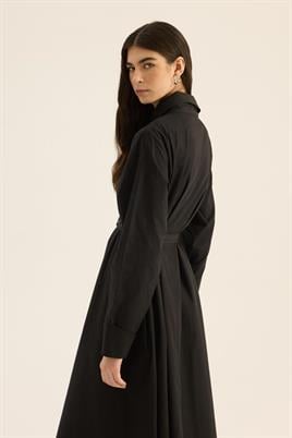 Kaplama Kemer Tokalı Elbise Siyah