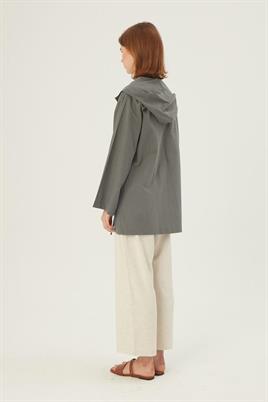 Kapüşonlu Kısa Ceket Yeşil