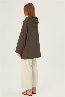 Kapüşonlu Kısa Ceket Acı kahve