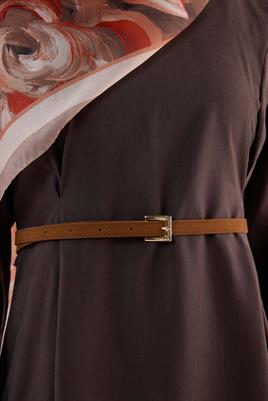 Kare Tokalı İnce Kemer Taba