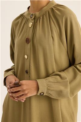 Karma Düğmeli Bluz Haki