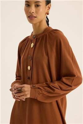 Karma Düğmeli Bluz Kiremit