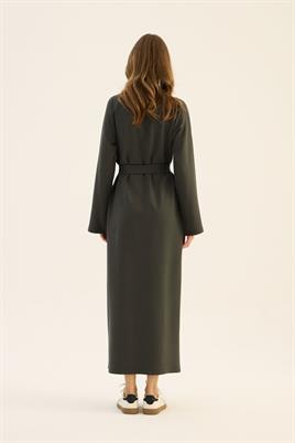 Kemerli Sweatshirt Elbise Haki