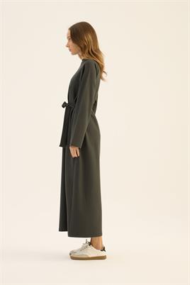 Kemerli Sweatshirt Elbise Haki