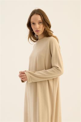 Kemerli Triko Elbise Taş