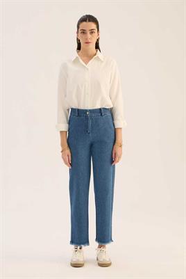 Kesik Paça Jean Açık mavi