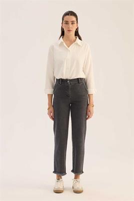 Kesik Paça Jean Açık gri