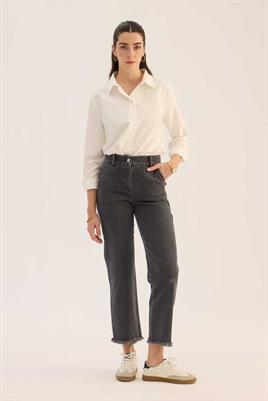 Kesik Paça Jean Açık gri