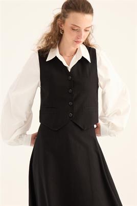 Keten Klasik Yelek Siyah