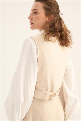 Keten Klasik Yelek Naturel