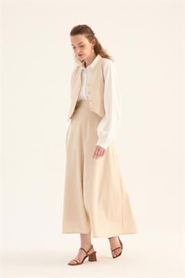 Keten Klasik Yelek Naturel