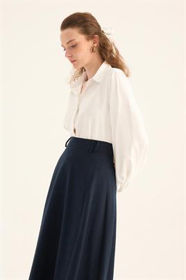 Keten Kloş Etek Lacivert