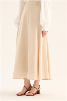 Keten Kloş Etek Naturel