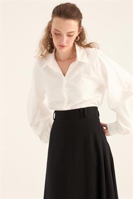 Keten Kloş Etek Siyah