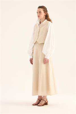 Keten Kloş Etek Naturel