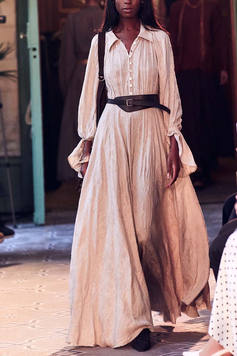 Keten Paris Elbise Çiçek Desenli