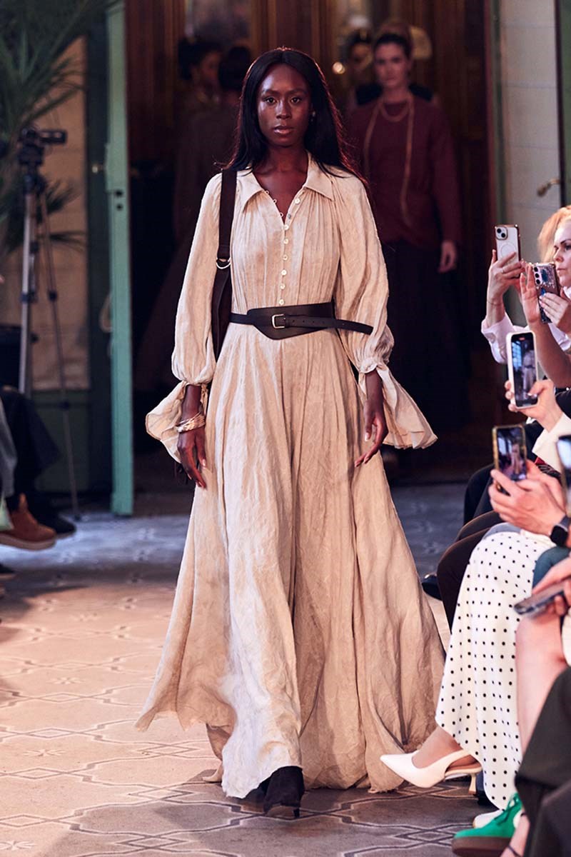 Keten Paris Elbise Çiçek Desenli