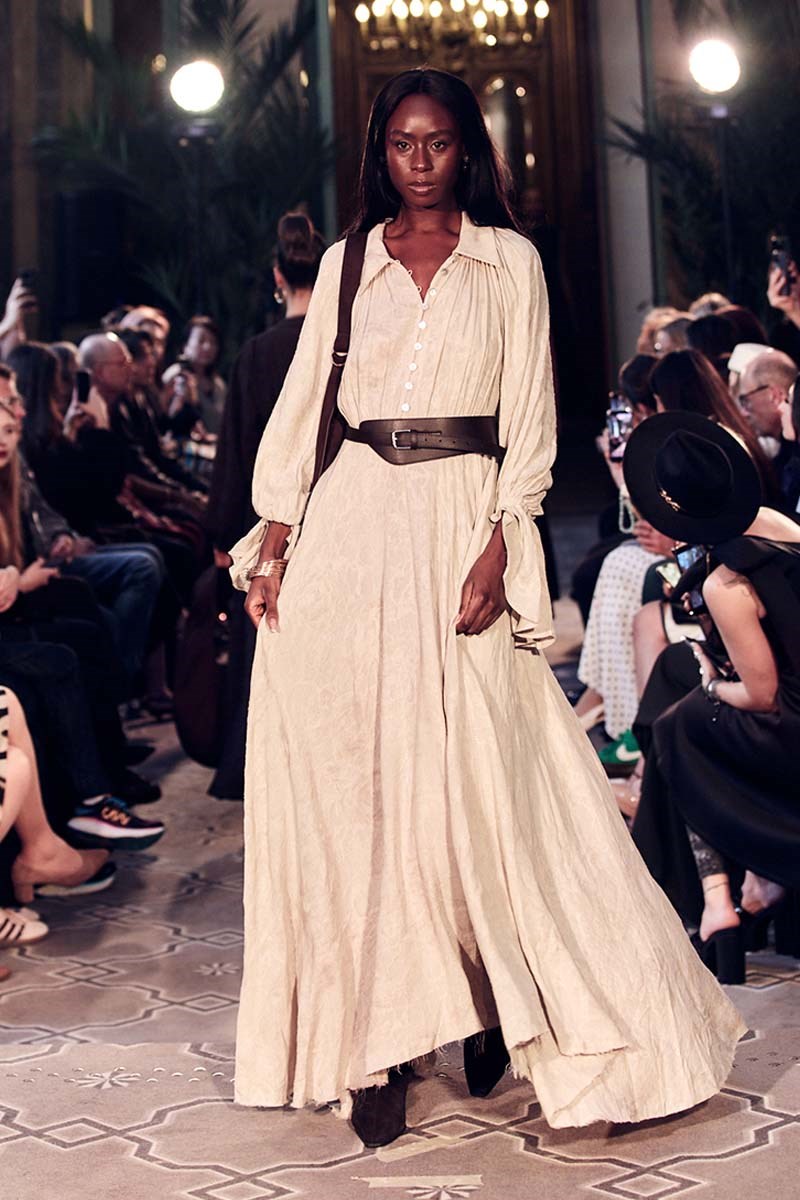 Keten Paris Elbise Çiçek Desenli