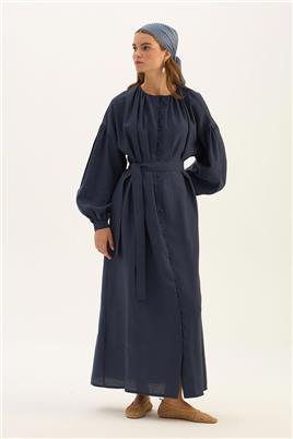 Keten Tensel Elbise Lacivert