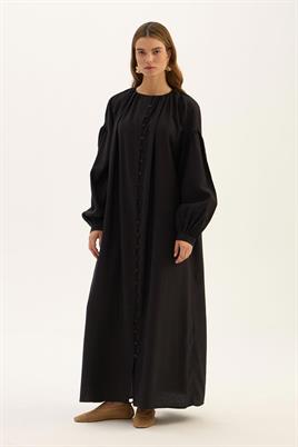 Keten Tensel Elbise Siyah