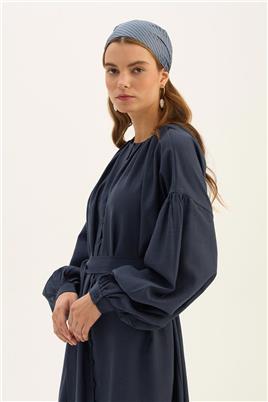 Keten Tensel Elbise Lacivert