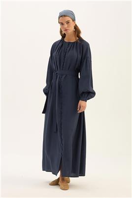 Keten Tensel Elbise Lacivert