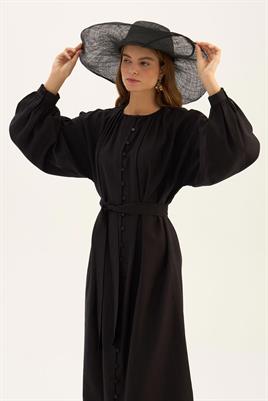 Keten Tensel Elbise Siyah