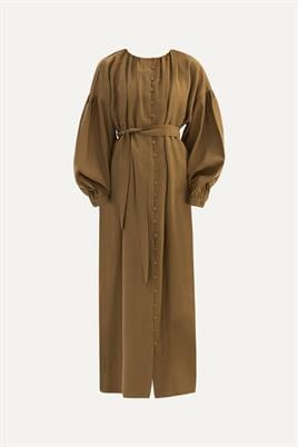 Keten Tensel Elbise Haki