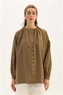 Keten Tensel Gömlek Haki