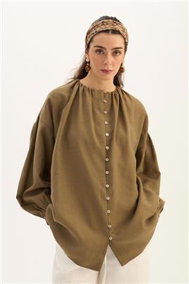 Keten Tensel Gömlek Haki