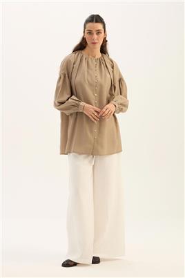 Keten Tensel Gömlek Vizon