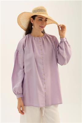 Keten Tensel Gömlek Lila