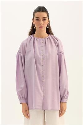 Keten Tensel Gömlek Lila