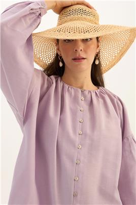 Keten Tensel Gömlek Lila