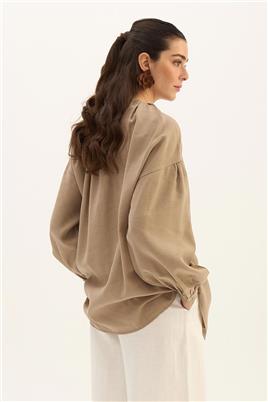 Keten Tensel Gömlek Vizon