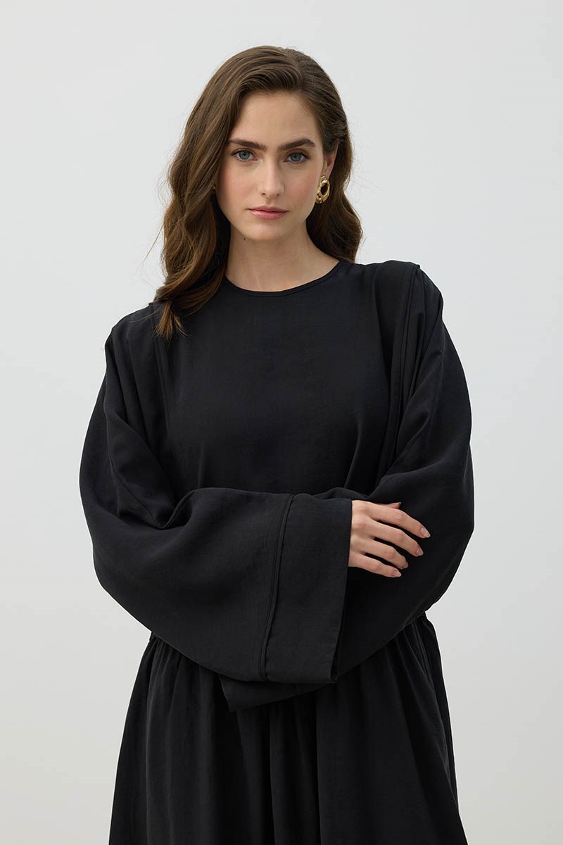 Kimono Kol Elbise Siyah