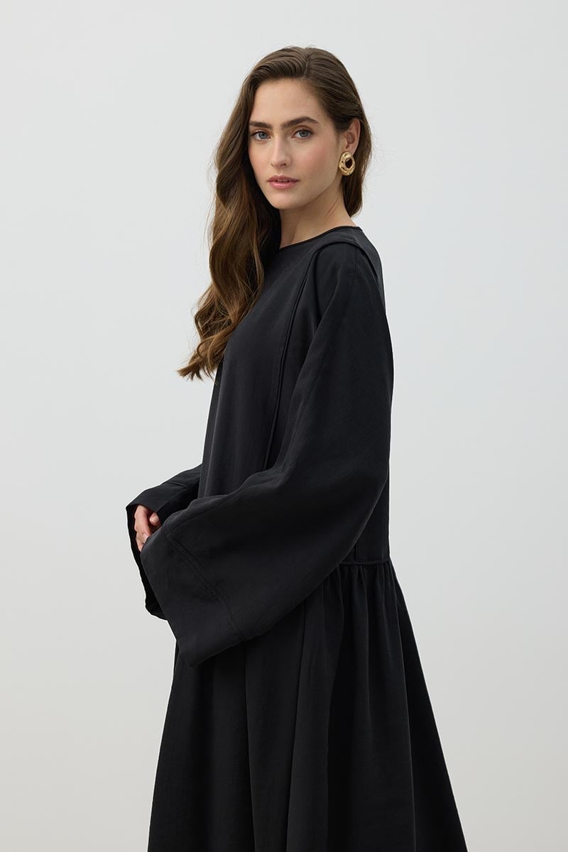 Kimono Kol Elbise Siyah