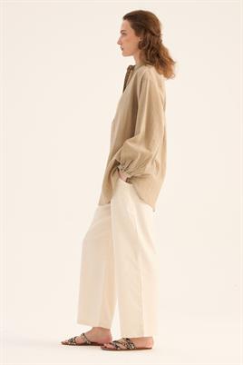 Kırışık Dokulu Bluz Vizon