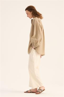 Kırışık Dokulu Bluz Vizon