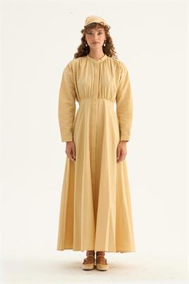 Kırışık Dokulu Elbise Sarı