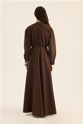 Kırışık Dokulu Elbise Acı kahve