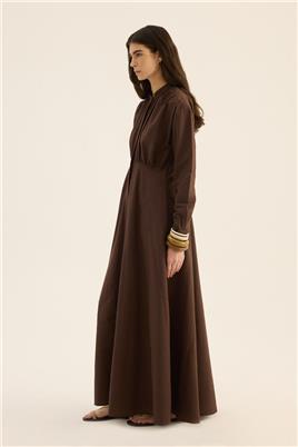 Kırışık Dokulu Elbise Acı kahve