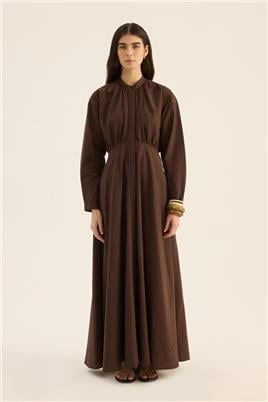 Kırışık Dokulu Elbise Acı kahve