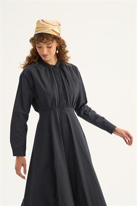 Kırışık Dokulu Elbise Antrasit