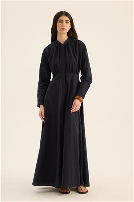 Kırışık Dokulu Elbise Lacivert