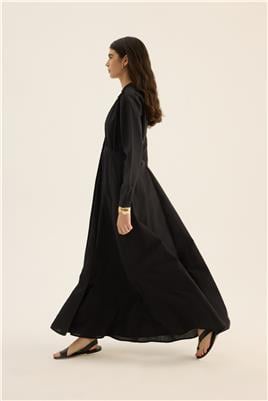 Kırışık Dokulu Elbise Siyah